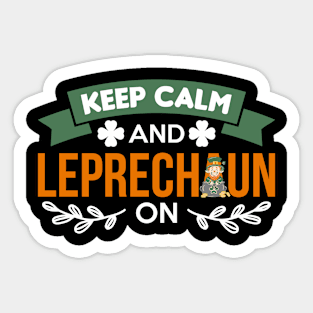 Keep Calm & Leprechaun On Green St Patricks Sticker